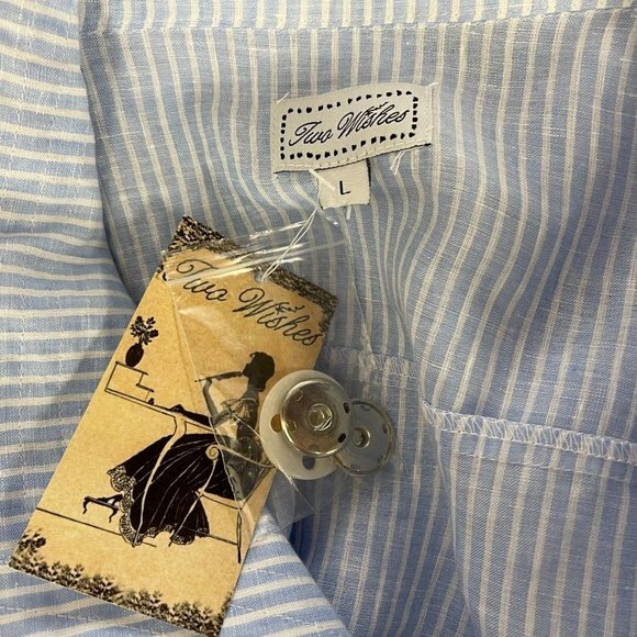 Two Wishes Linen Striped Jacket Women L Long Sleeve Lightweight Blazer NWT $115 - Picture 11 of 13